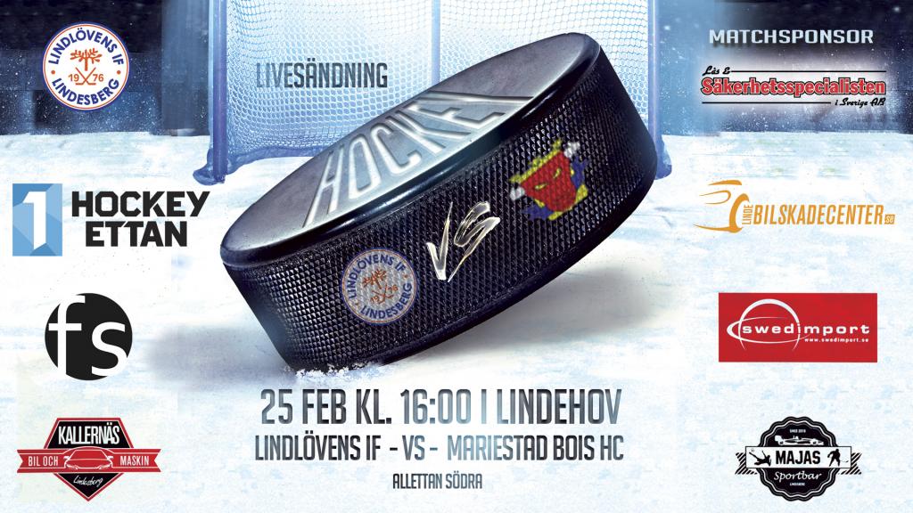 Lindlövens IF vs. Mariestad BoIS HC 25 feb kl 16:00