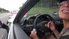 Swedish girl in a Ferrari 458 Italia (Sophie) on Polish roads
