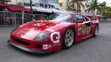 4k Ferrari F40 on the starting grid for Gumball 3000 Ocean Drive Miami to Ibiza