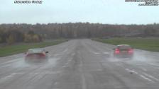 BMW M6 Coupe F12 vs BMW 1M Coupe Exteriour view in the rain