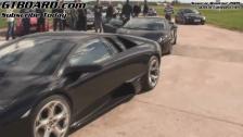 1080p: Exteriour view Lamborghini LP640 Murcielago vs LP560-4 Gallardo before race