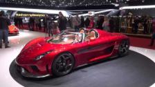 Topless Koenigsegg Regera 360 degrees rotating view Geneva Salon 2016